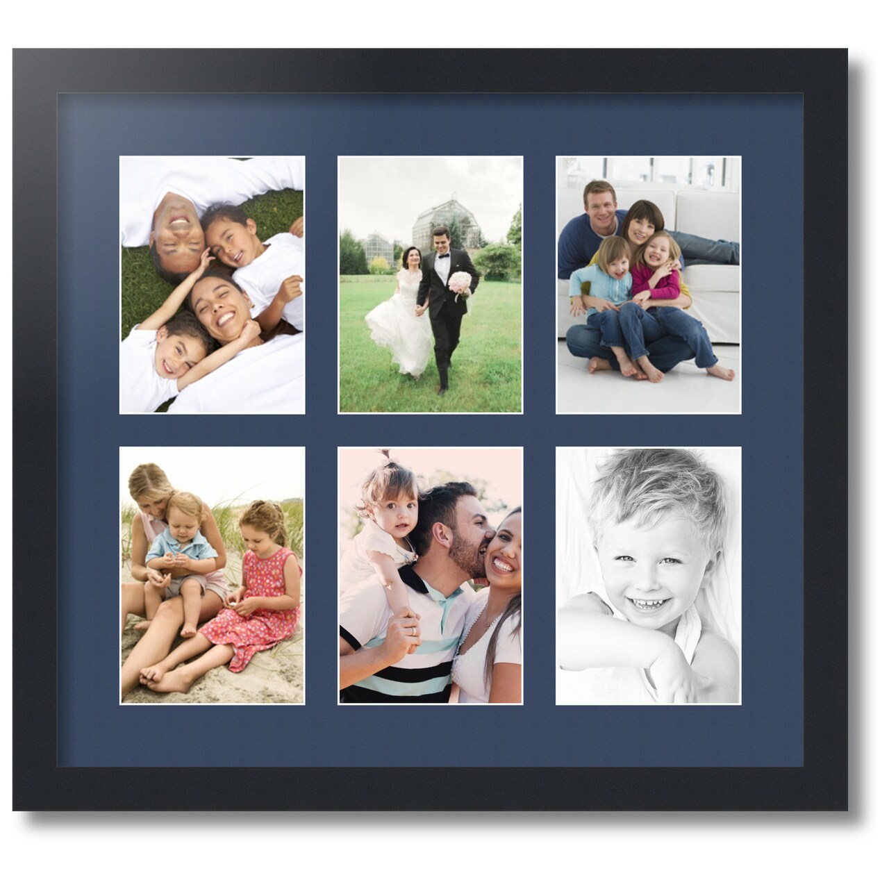 ArtToFrames Collage Photo Picture Frame with 6 - 5x7 inch Openings, Framed in Black with Over 62 Mat Color Options and Plexi Glass (CSM-3926-2041)